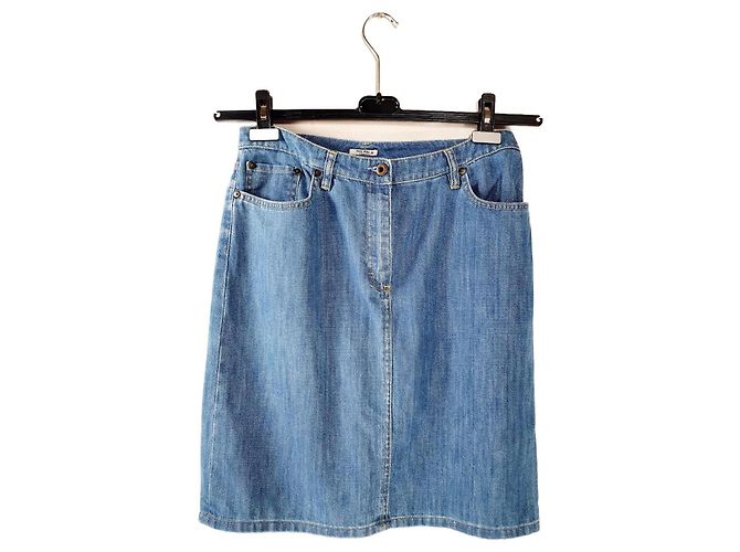 Miu Miu Jeansrock Blau Baumwolle