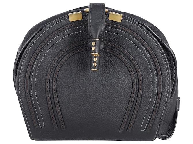 Chloe Black Calfskin Leather Braided Medium Marcie Satchel Bag at