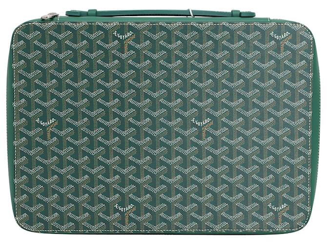 Goyard Universal Companion Portfolio Case in Green Coated Canvas Cloth  ref.935991