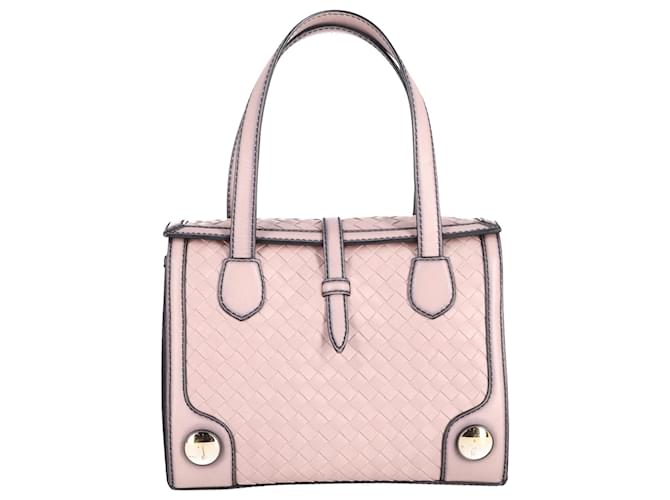 Bottega Veneta Double-Handle Woven Tote Bag in Pink Calfskin Leather Pony-style calfskin  ref.935994