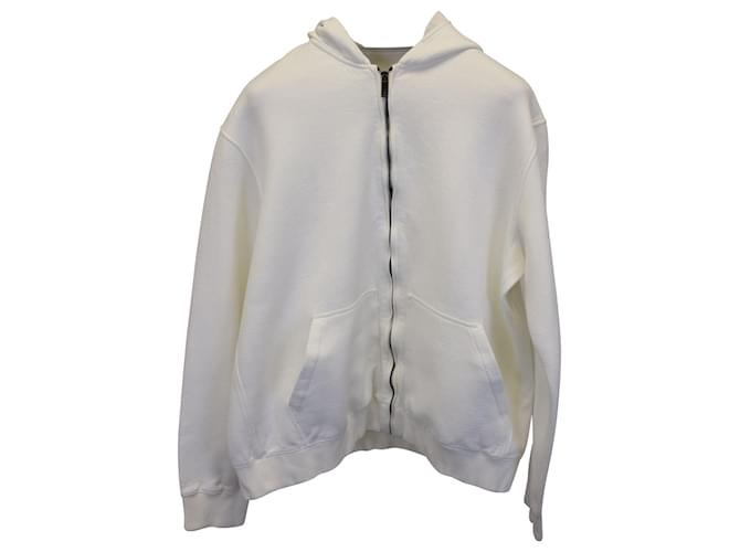 Ermenegildo Zegna Zip Front Hoodie Jacket in Ivory Cotton White Cream  ref.936008