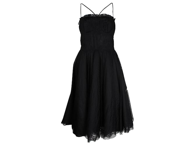 Dolce & Gabbana Vestido de renda franzido em algodão preto  ref.936011