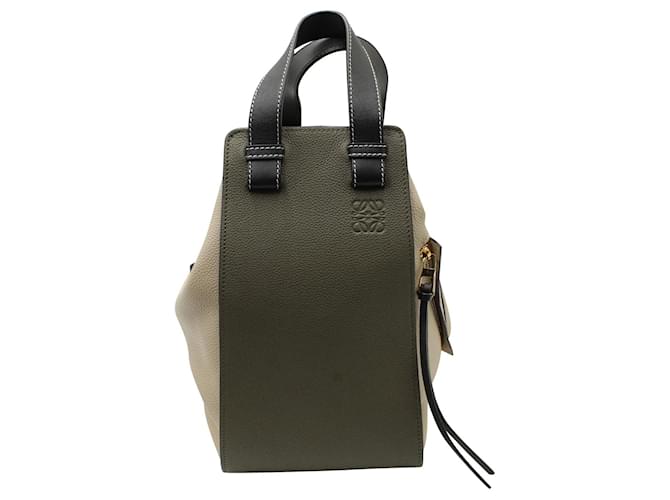 Loewe Medium Hammock Bag in Beige, Green and Black Calfskin Leather Olive green Pony-style calfskin  ref.936045
