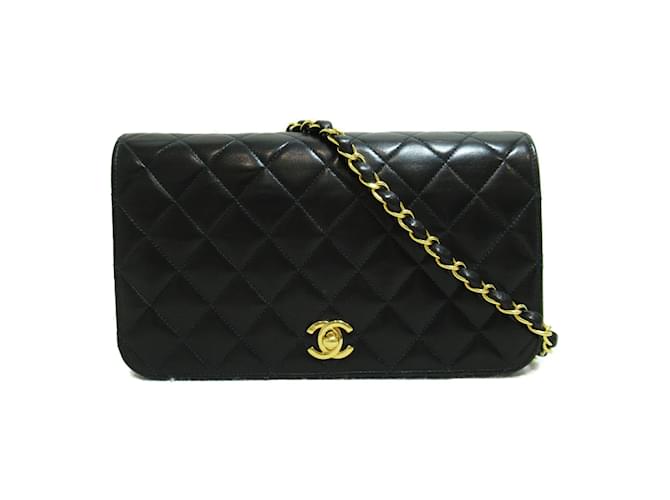 Chanel Matelasse Flap Chain Bag Black Leather Lambskin ref.936084 - Joli  Closet