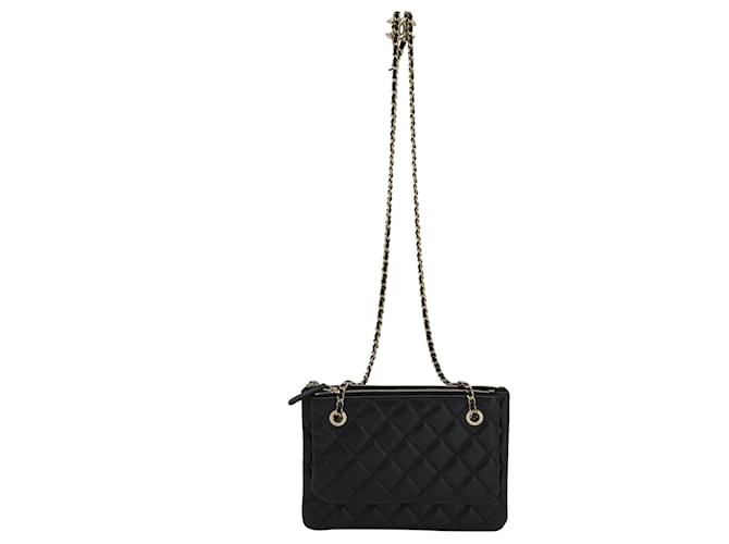 Chanel Double Zip Wallet on Chain in Black Lambskin Leather ref.936132 -  Joli Closet