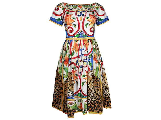 Dolce & Gabbana Majolica Dress in Multicolor Cotton Multiple colors  ref.936141