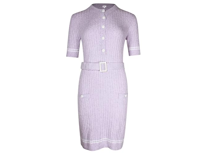Chanel Mini Dress with Belt in Purple Viscose Cellulose fibre  ref.936153