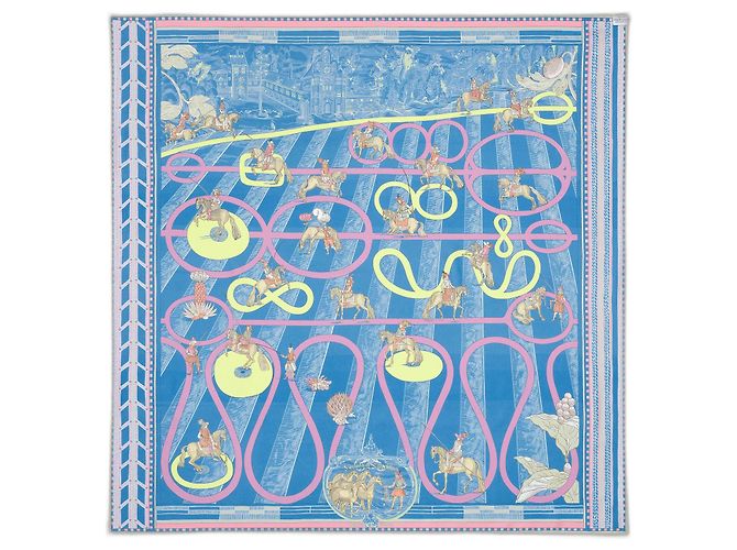 Hermès Ermete : quadrato a righe "Passate e serpentine" 90X90 cm Multicolore