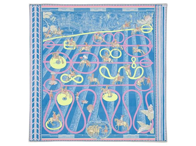 Hermès Hermes : lined-sided square "Passades and Serpentines" 90x90 cm Multiple colors Silk  ref.936194