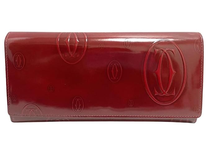 Cartier Maroon Patent Leather Happy Birthday Card Holder Cartier