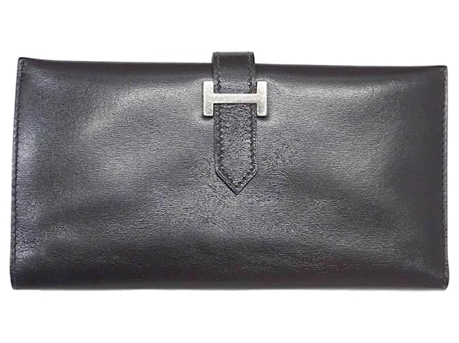 Hermès Béarn Black Leather  ref.936606