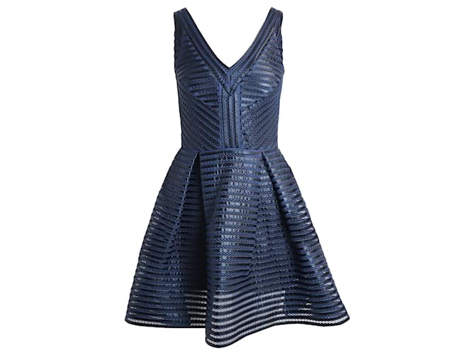 Maje Rosemount Mesh Dress in Navy Blue Polyester  ref.936927