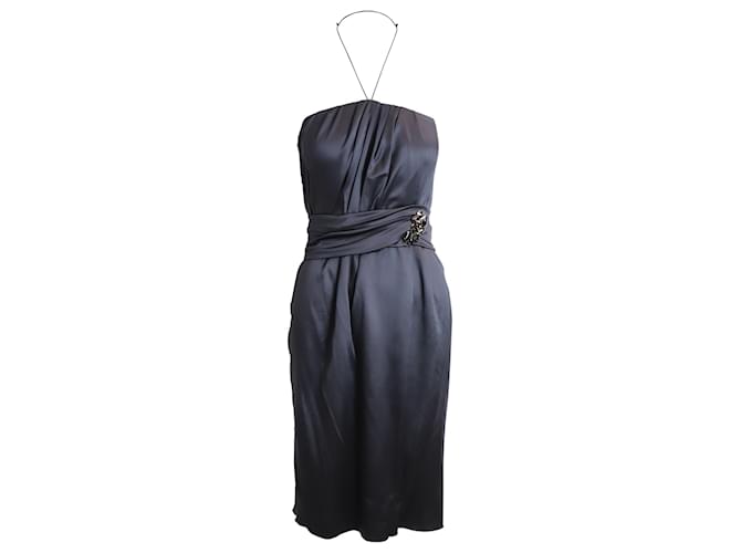 Dolce & Gabbana Juwelenverziertes Kleid aus schwarzer Seide  ref.936931