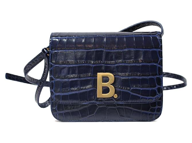Balenciaga B. Mini Crocodile-effect Leather Cross-body Bag