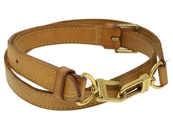 LOUIS VUITTON Shoulder Strap Leather 31.1""-38.2"" Beige LV Auth 43143