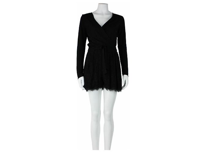 Diane Von Furstenberg Macacão DvF Tillie com renda Preto