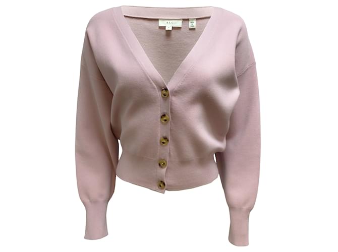 A.l.C. Cardigan boutonné en tricot extensible à manches longues et col en V Pull lilas Viscose Violet  ref.937231