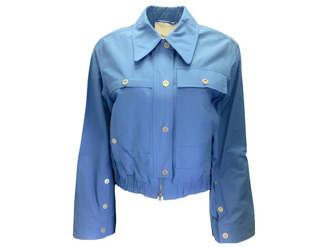 3.1 Phillip Lim Azure Blue Utility Trench Bomber Jacket Cotton  ref.937237