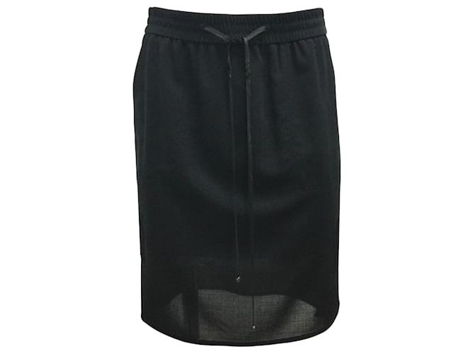 Akris Punto Black Drawstring Adjustable Elastic Waistband Skirt Metallic Wool  ref.937289