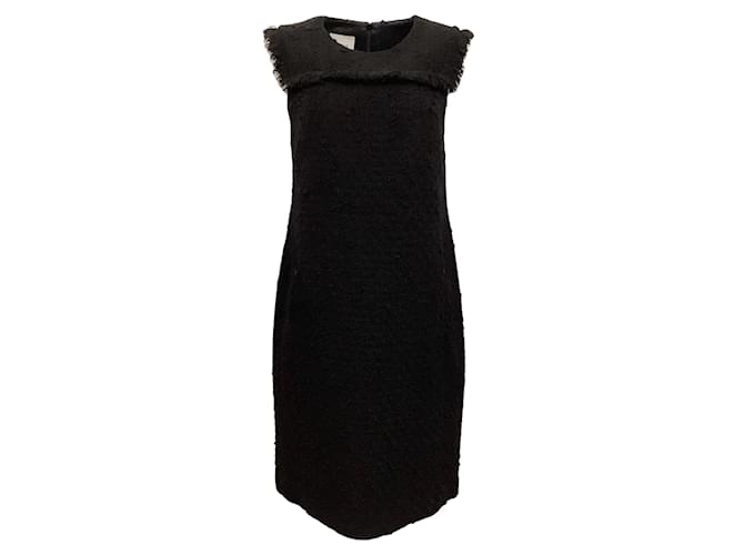 Akris Punto Ärmelloses Kleid aus schwarzem Woll-Boucle-Tweed Wolle  ref.937293