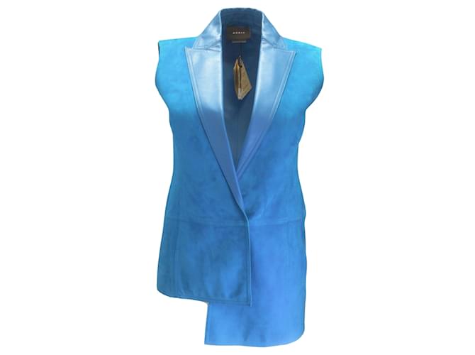 Akris Turquoise Lamb Suede and Lambskin Leather Vest Blue  ref.937314