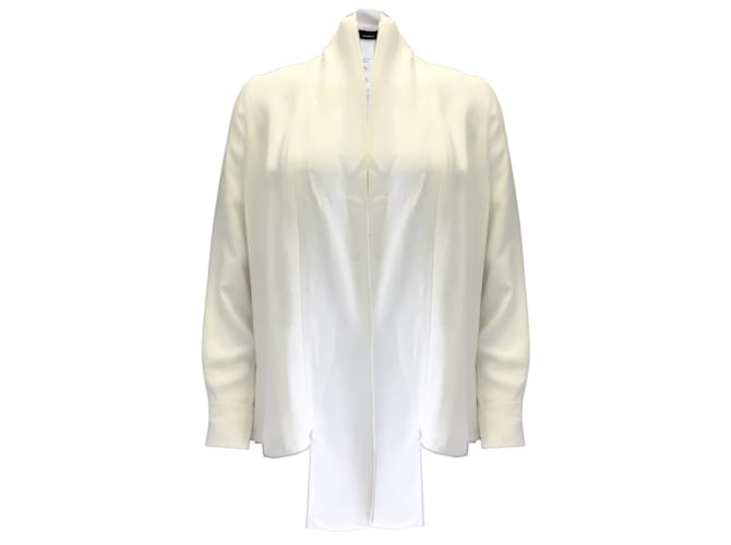 Blusa blanca de crepé con detalle de cremallera y manga larga con parte delantera abierta Akris Blanco Viscosa  ref.937315