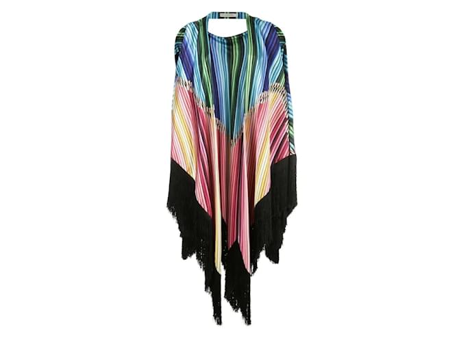 MARY KATRANTZOU Multicolor Fringed Pencil Poncho Multiple colors Polyester  ref.937400
