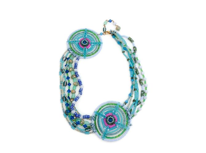 Erickson Beamon Turquesa / Colar Círculo de Contas Roxas Azul