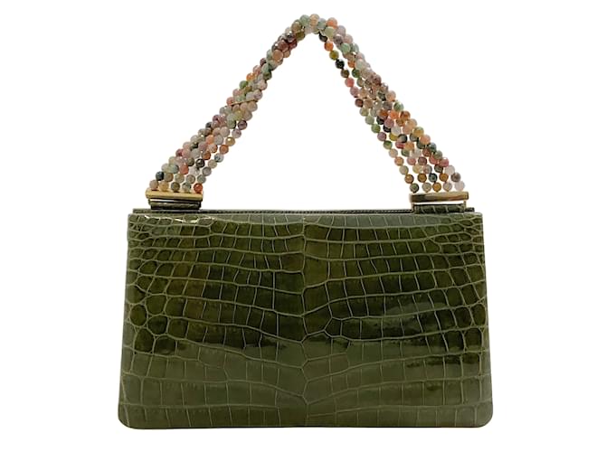 Autre Marque Darby Scott Spruce Green Crocodile Necklace Bag Exotic leather  ref.937536