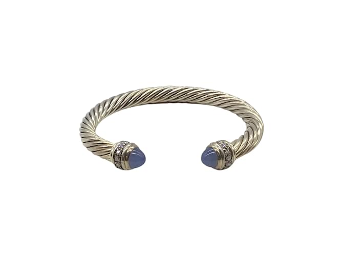 David Yurman Silver & 14 k Gold 10 mm Classic Cable Bracelet with Turq -  Great Lakes Boutique