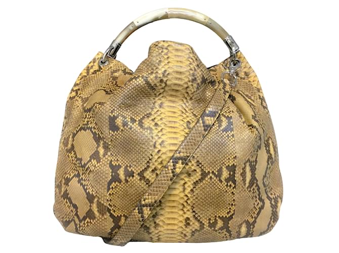 Ralph Lauren Collection Horn Handle Tan / Brown Python Skin Leather Hobo Bag Camel Exotic leather  ref.937674