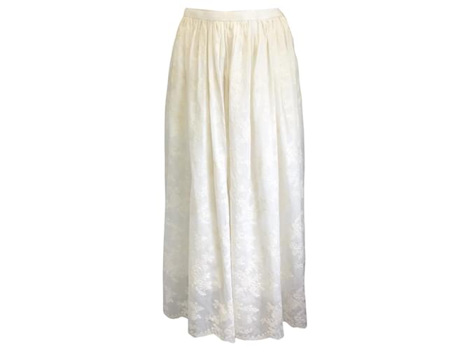 Autre Marque Lena Hoschek White Embroidered Chamomile Midi Skirt Cotton  ref.937834