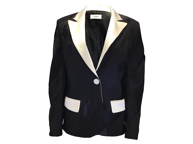 Autre Marque Loring Black / White One Button Silk Jacket  ref.937863