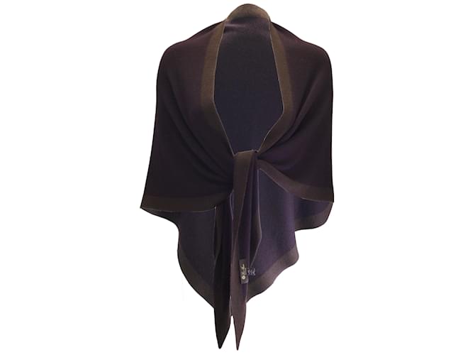 Loro Piana Plum Purple / Brown Scialle Twice Cashmere and Silk Knit Triangle Scarf  ref.937879