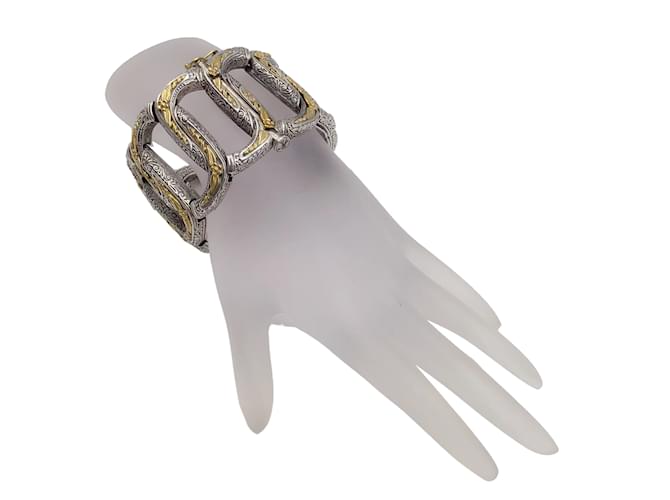 Autre Marque Konstantino Sterling Silver and 18K Gold Wide Hinged Bracelet Silvery  ref.937890