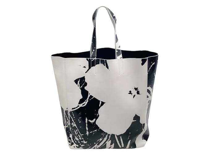 Calvin Klein 205W39NYC Andy Warhol Black / White Flower Print Tote Leather  ref.938137