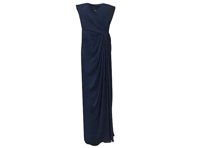 Autre Marque Vestido largo de seda azul marino sin tirantes de Monique Lhuillier / vestido formal  ref.938260