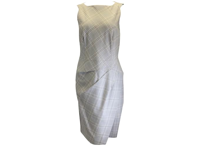 Autre Marque Narciso Rodriguez Grey Sleeveless Plaid Wool Dress  ref.938286