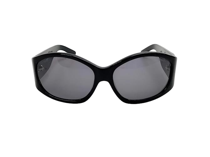 Miu Miu Schwarze Sonnenbrille mit Kameliendetails Kunststoff  ref.938381