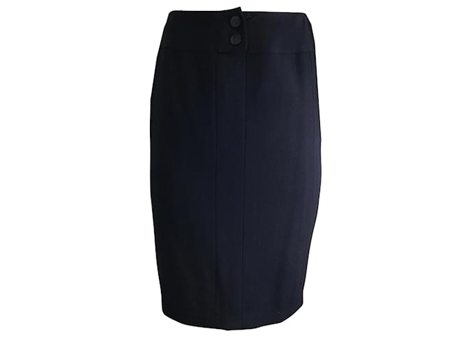 Chanel Black Vintage 1998 Wool Pencil Skirt  ref.938426