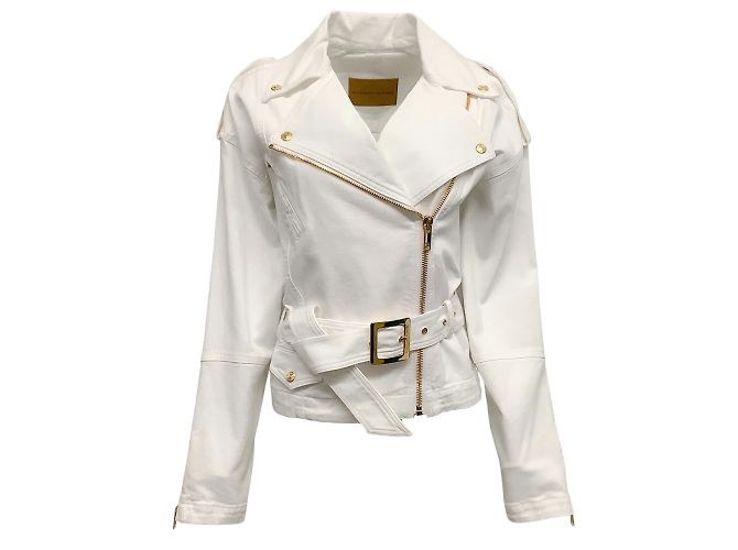 Alexandre Vauthier Jaqueta jeans branca Moto