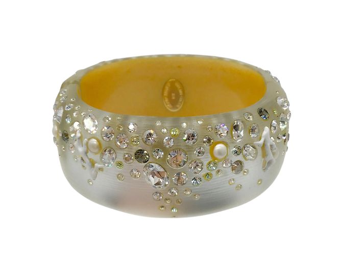 Alexis Bittar Bracciale rigido in cristallo grande argento
