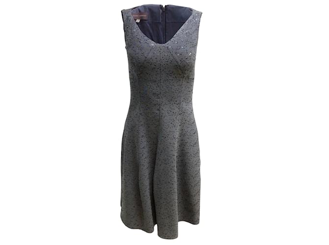 Autre Marque Talbot Runhof Blue / Grey Sequined Sleeveless Fit and Flare Cocktail Dress Polyester  ref.938545