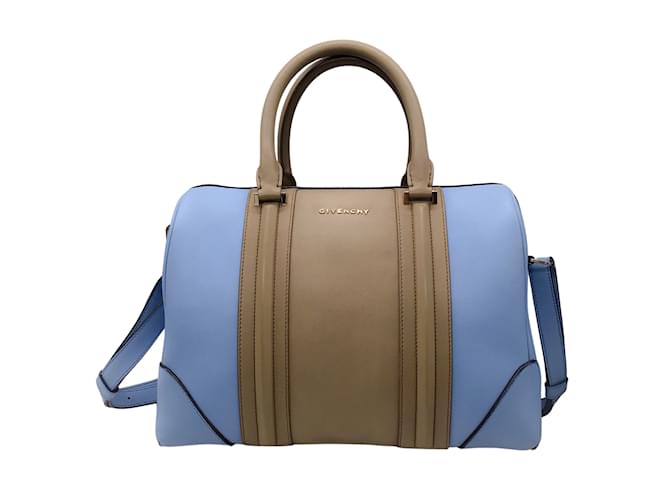 Givenchy Blue / Taupe Lucrezia Leather Double Top Handle Shoulder Bag  ref.938670