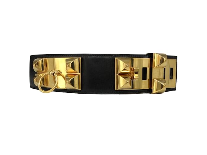 Hermès Hermes Black / Cintura in Pelle Collier De Chien Oro Nero ref.938786  - Joli Closet