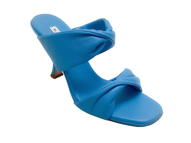 Aquazzura Rich Turquoise Twist 75 Sandals Blue Leather  ref.938789
