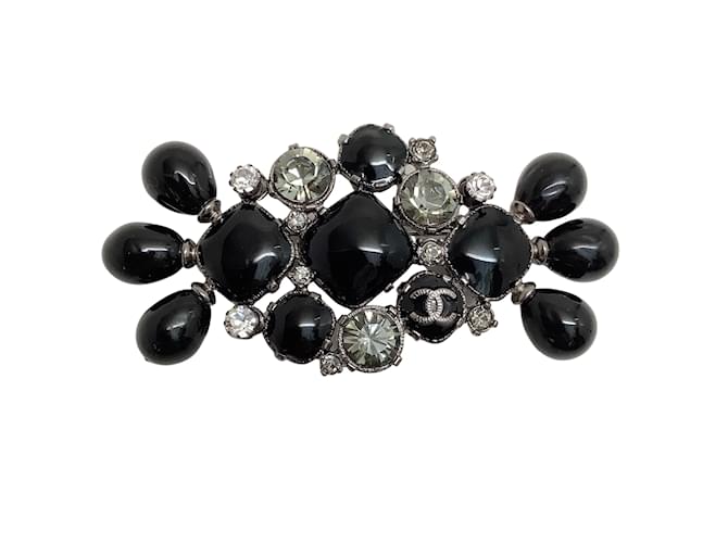 Chanel Black Stone with Crystals 2008 A brooch Metal  ref.938818