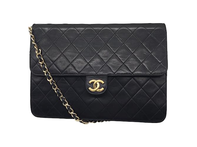 Chanel Classic Vintage Flap Black Lambskin Leather Shoulder Bag ref.938854  - Joli Closet