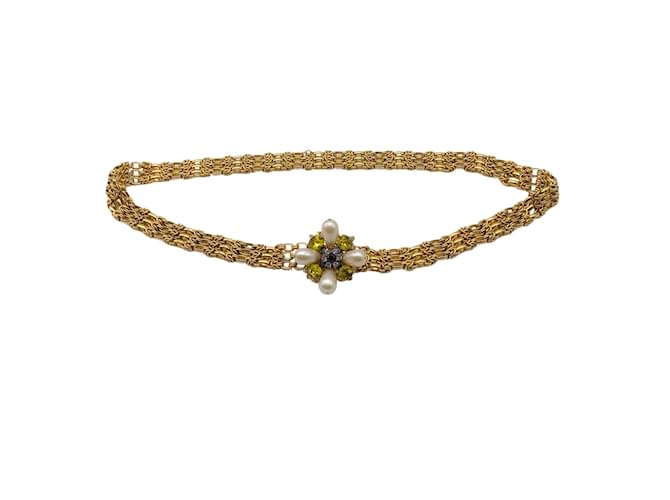 Chanel 2005 Bejeweled Pearl Embellished Gold Chain Belt Golden Metal  ref.938899