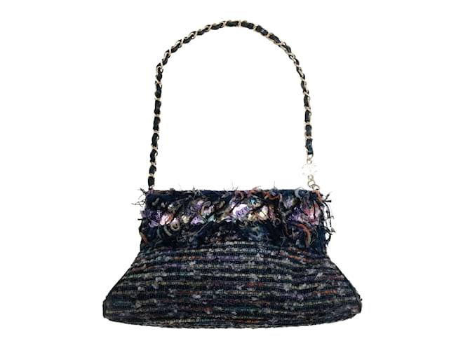 Chanel 2005 Paris / Tokyo Blue Tweed Shoulder Bag  ref.938900